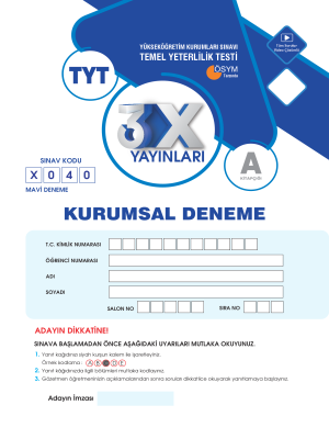 TYT DENEME 1 TÜRKİYE GENELİ 3X SERİSİ